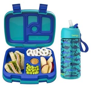 Kids Lunch Box and Water Bottle Set - Blue and Teal